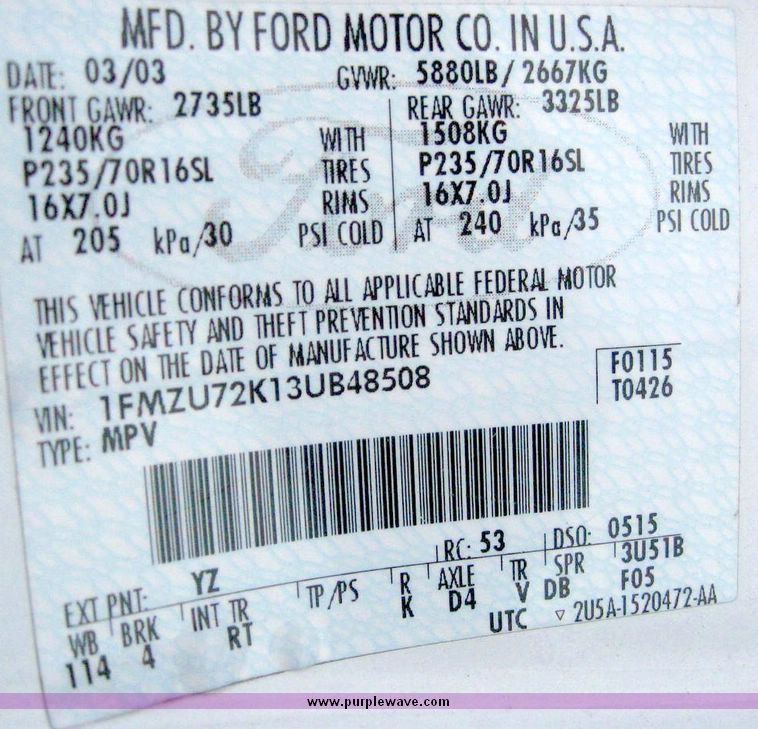image for item 6705 2003 Ford Explorer XLS Sport