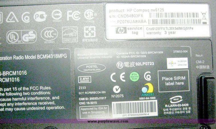 image for item 6752 (4) HP Compaq NX6125 laptops