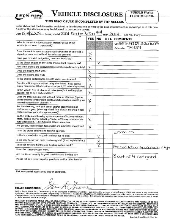 image for item 4090 2001 Dodge Ram 1500