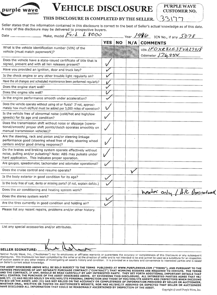 image for item 5078 1996 Ford Conventional LN8000F dump truck