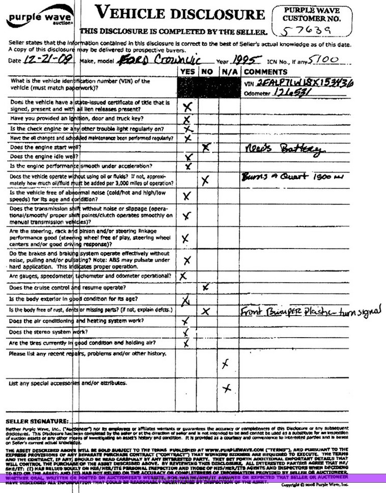 image for item 5100 1995 Ford Crown Victoria Police Interceptor