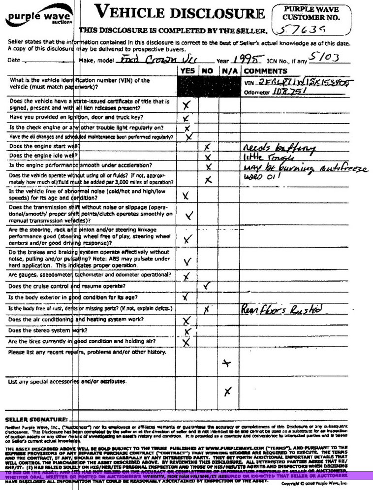 image for item 5103 1995 Ford Crown Victoria Police Interceptor