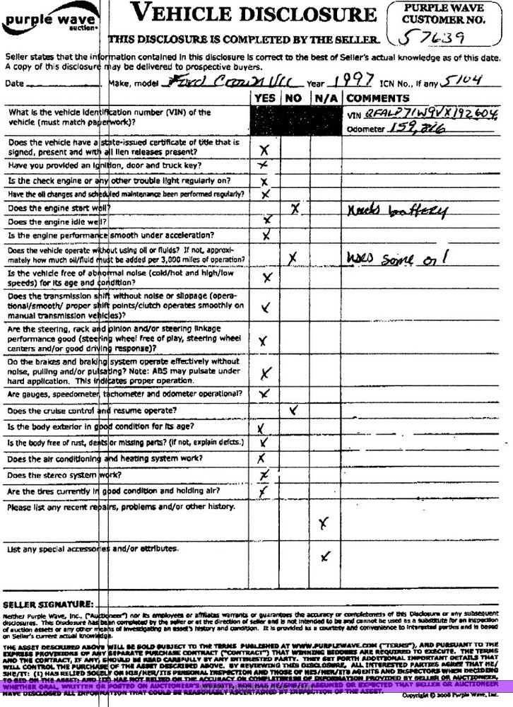 image for item 5104 1997 Ford Crown Victoria Police Interceptor