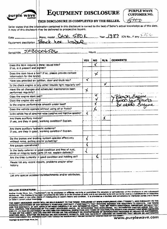 image for item 5106 1989 Case 580K back hoe loader