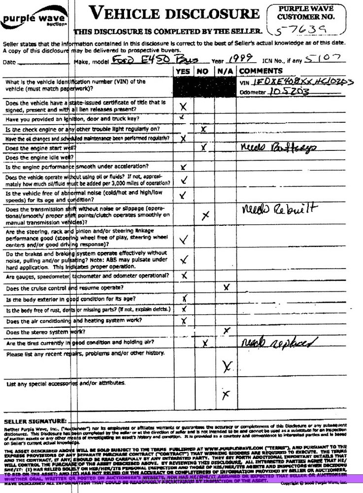 image for item 5107 1999 Ford E-450 Super Duty RV