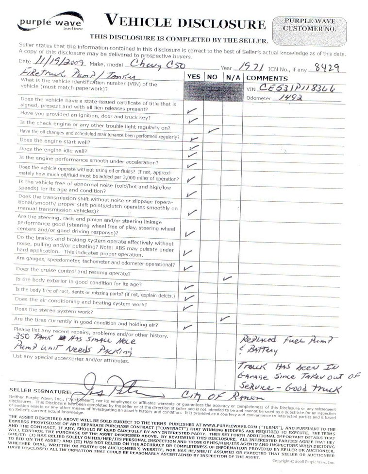 image for item 8429 1971 Chevrolet C50 fire tanker truck