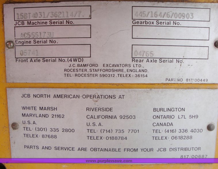 image for item 1211 1991 JCB 1550B loader backhoe