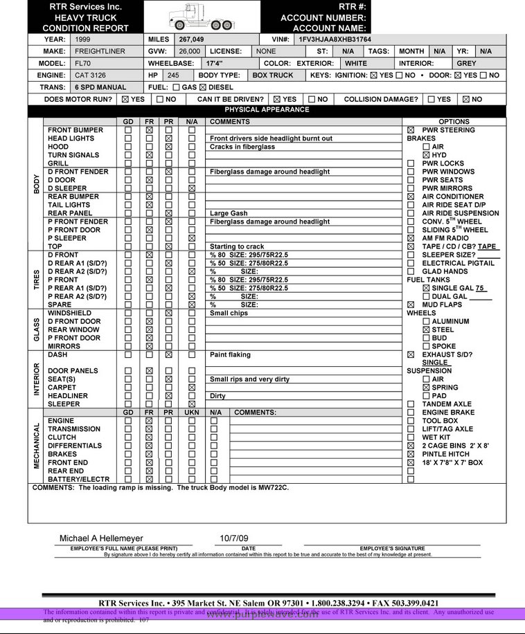 image for item 1501 1999 Freightliner Medium Conventional FL70 box truck
