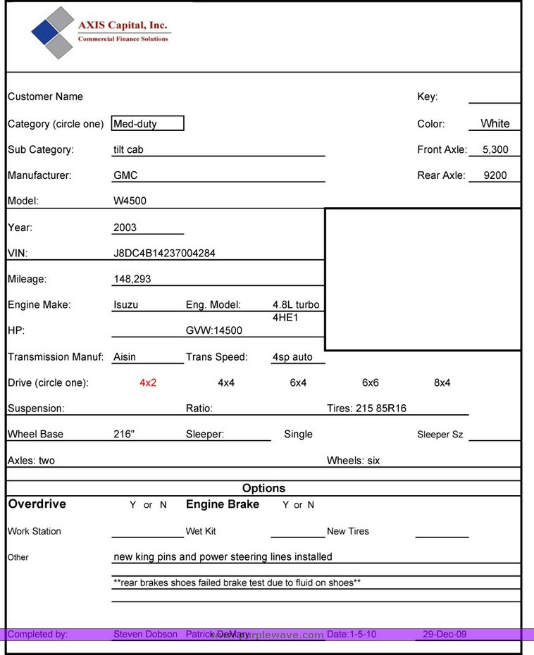 image for item 1504 2003 GMC W4500 box truck