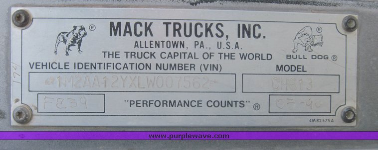 image for item 4458 1990 Mack CH613 dump truck