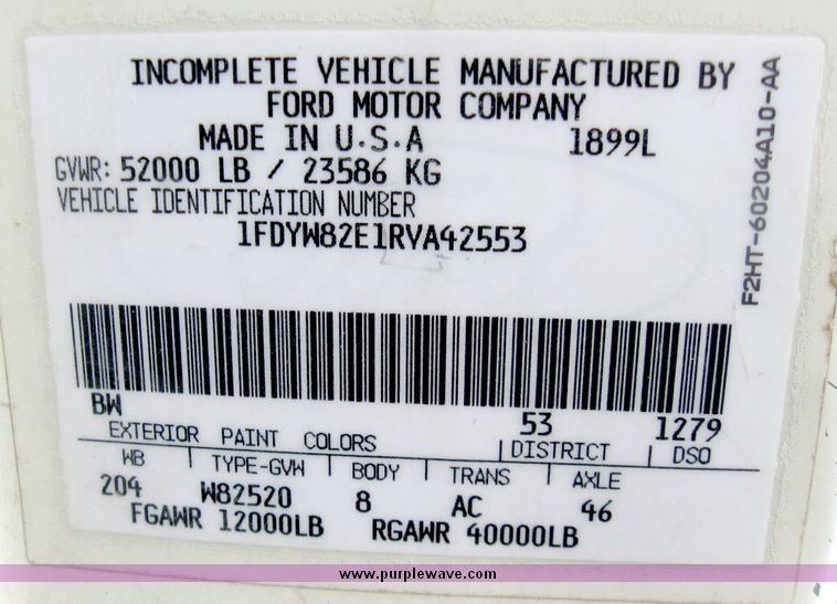 image for item 5154 1994 Ford L8000 tandem axle refuse truck