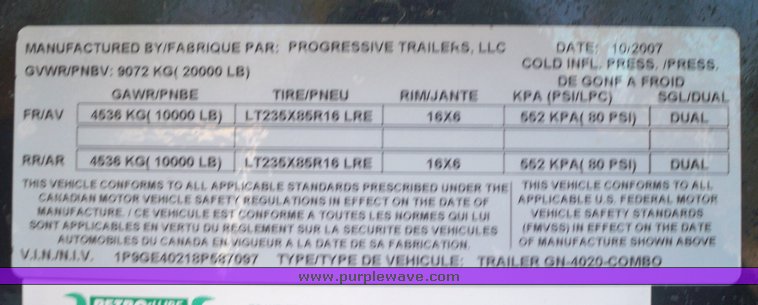 image for item 8081 2008 Progressive 40' trailer