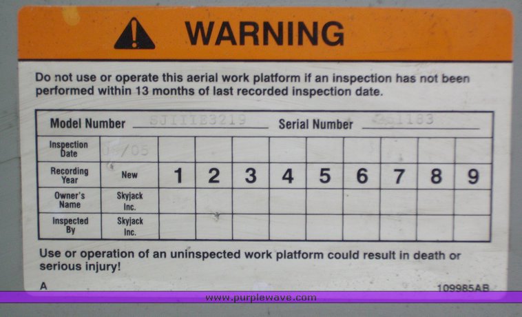 image for item 9100 2005 Skyjack SJ III 3219 scissor lift