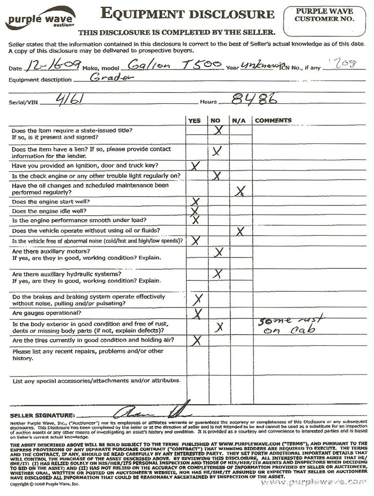 image for item 1208 Galion T500 grader