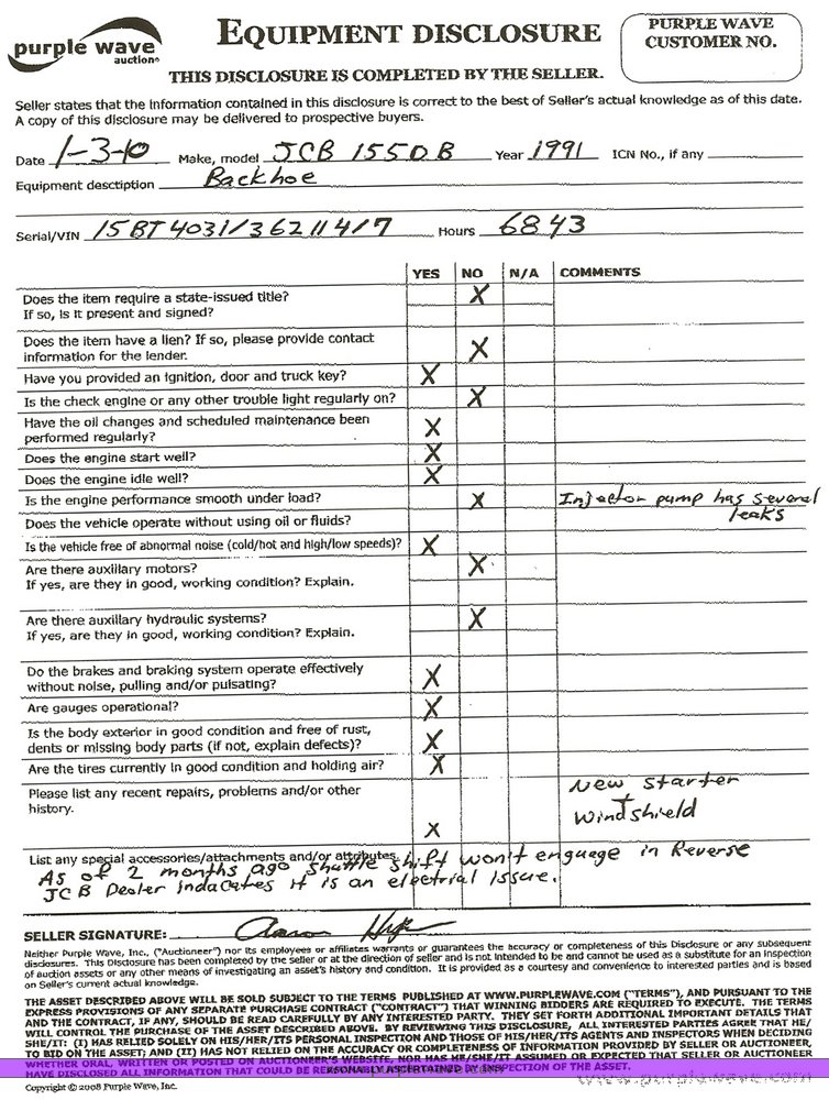 image for item 1211 1991 JCB 1550B loader backhoe