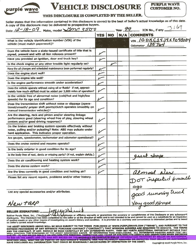 image for item 3169 1996 GMC Topkick C7H064 dump truck