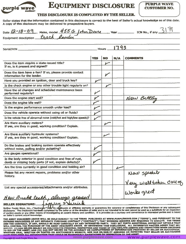 image for item 3171 1998 John Deere 455G Series IV track loader