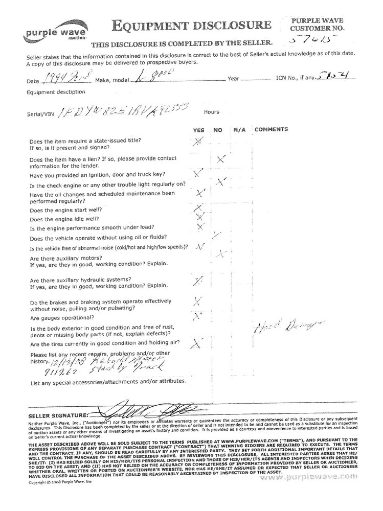 image for item 5154 1994 Ford L8000 tandem axle refuse truck