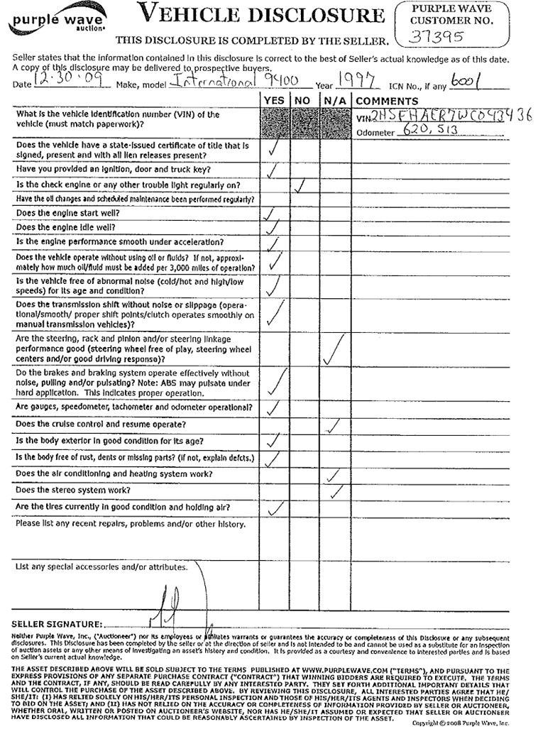 image for item 6001 1997 International Series 9400 truck