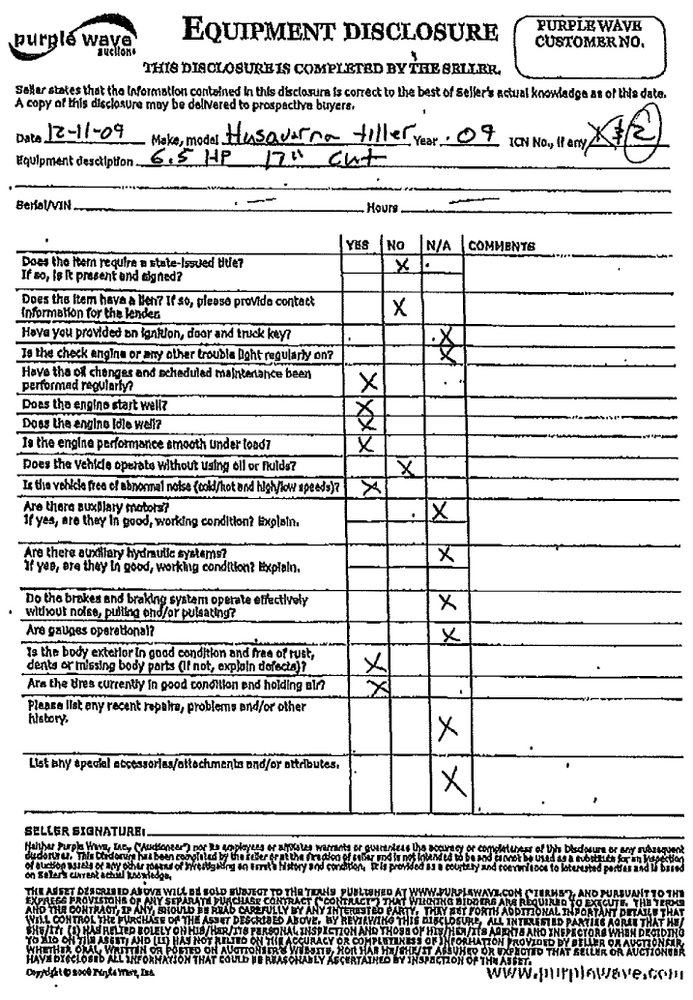 image for item 8066 2009 Husqvarna 650RTT 17" forward drive, reverse tine tiller
