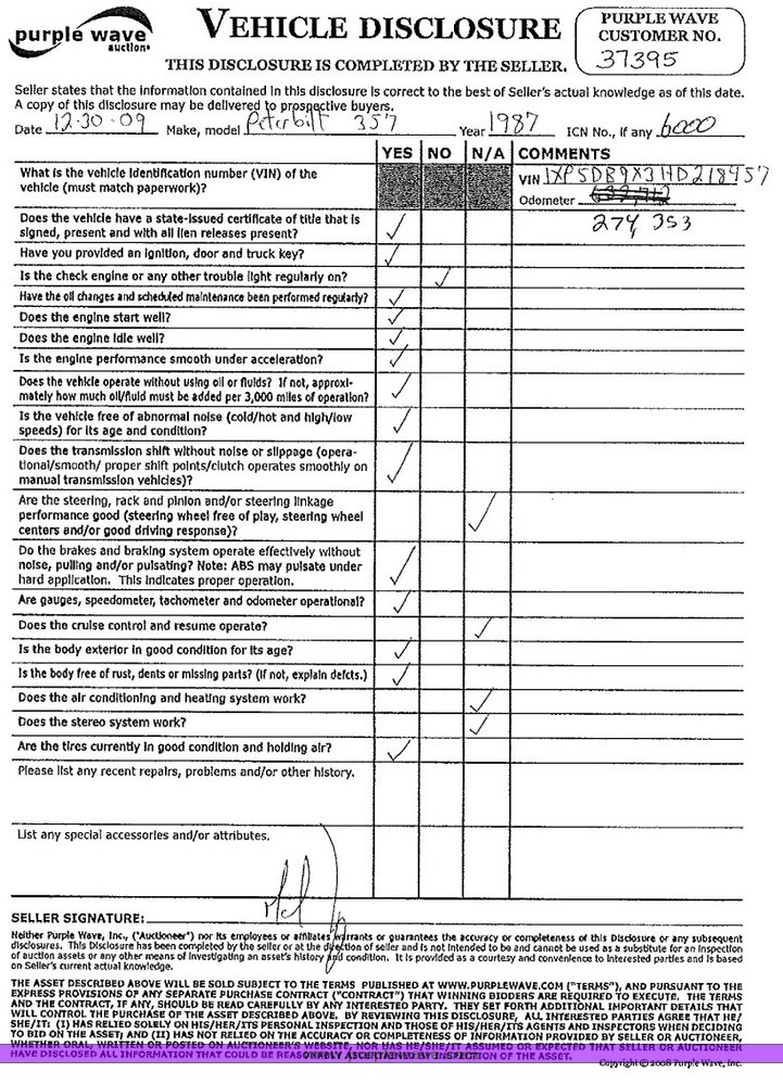 image for item 9000 1987 Peterbilt Conventional 357 truck