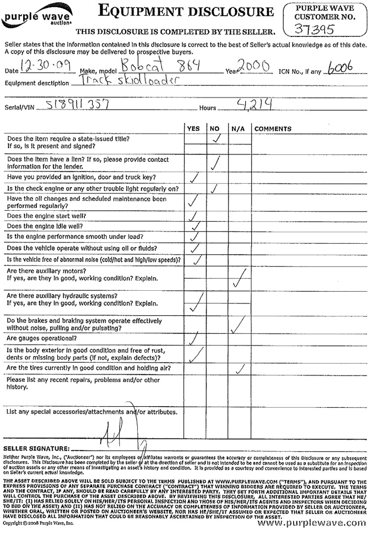 image for item 9006 2000 Bobcat 864