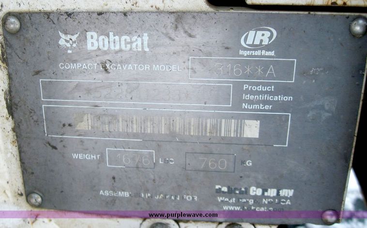 image for item 5206 2005 Bobcat 316 compact excavator