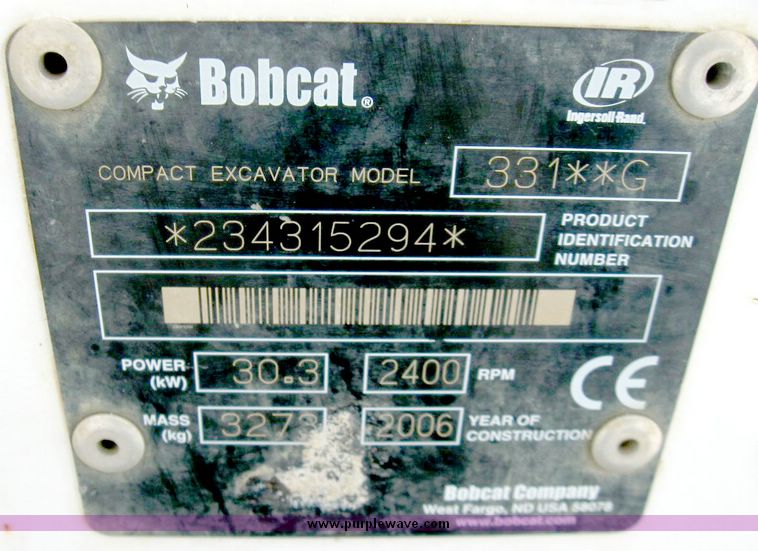 image for item 5210 2006 Bobcat 331G compact excavator