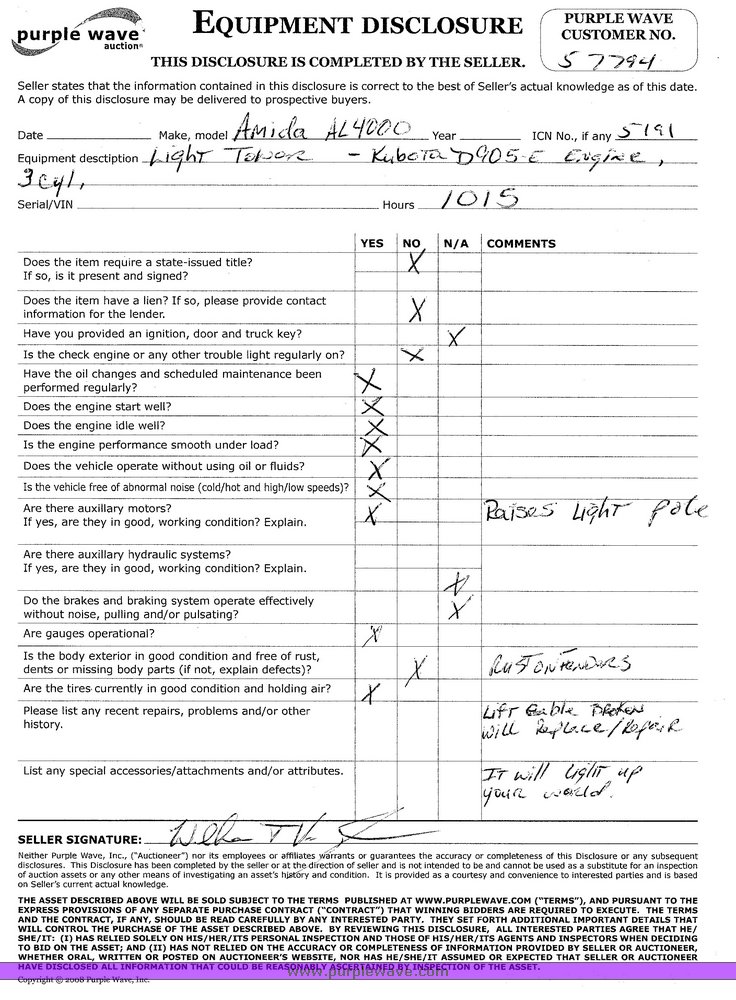 image for item 5191 Amida AL4000 light tower