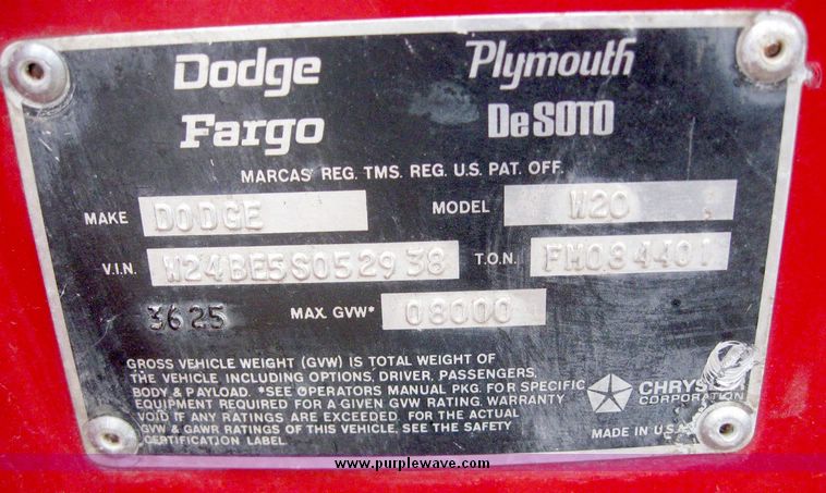 image for item 6804 1975 Dodge 2500 pickup truck