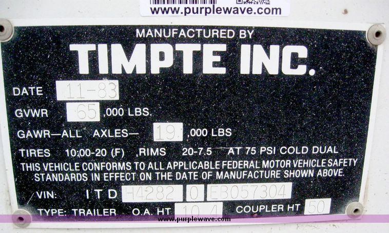 image for item 6821 1984 Timpte 42' double hopper grain trailer