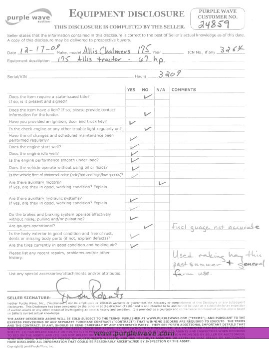 image for item 3264 Allis Chalmers 175 tractor