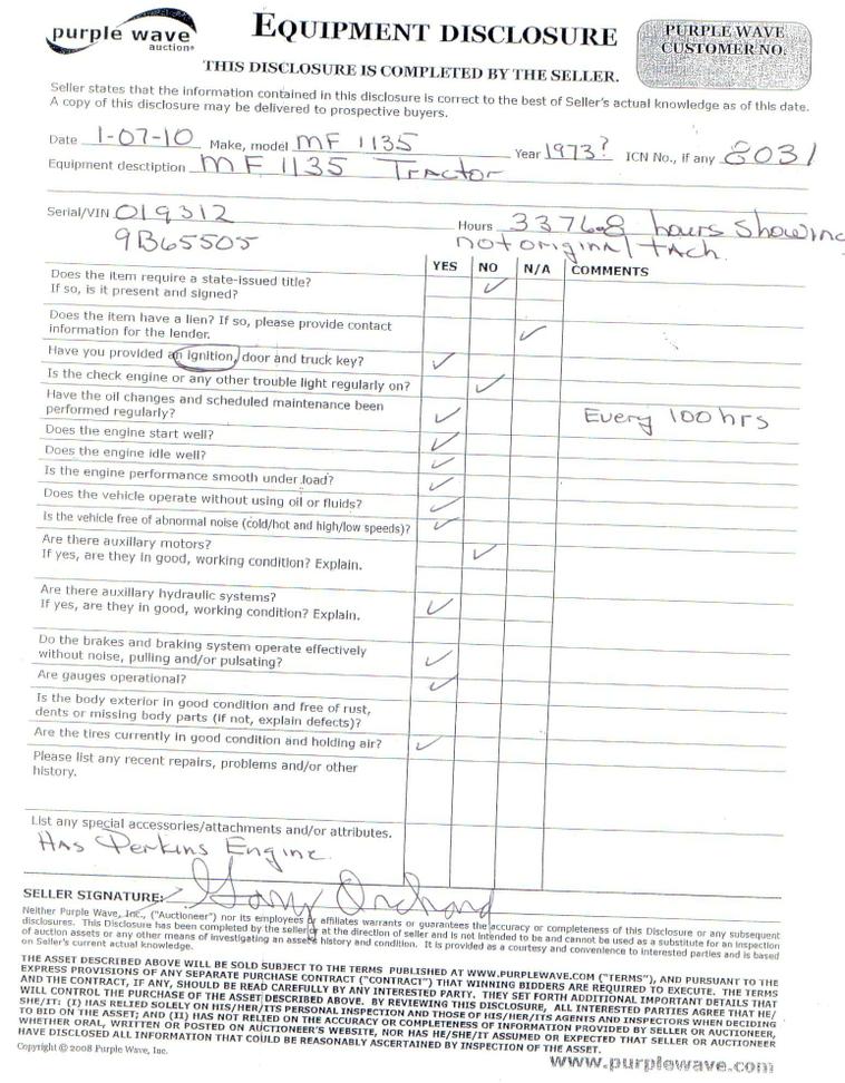 image for item 8031 1976 Massey-Ferguson 1135 tractor