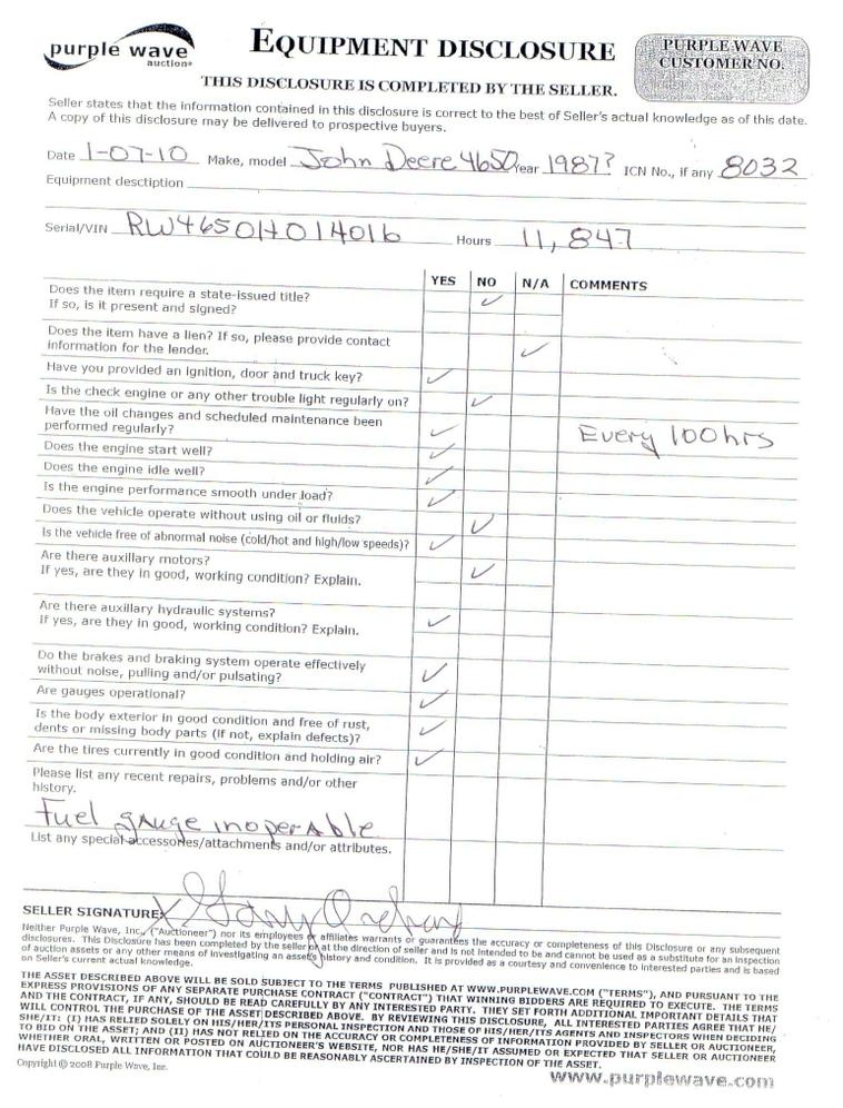 image for item 8032 1987 John Deere 4650 tractor