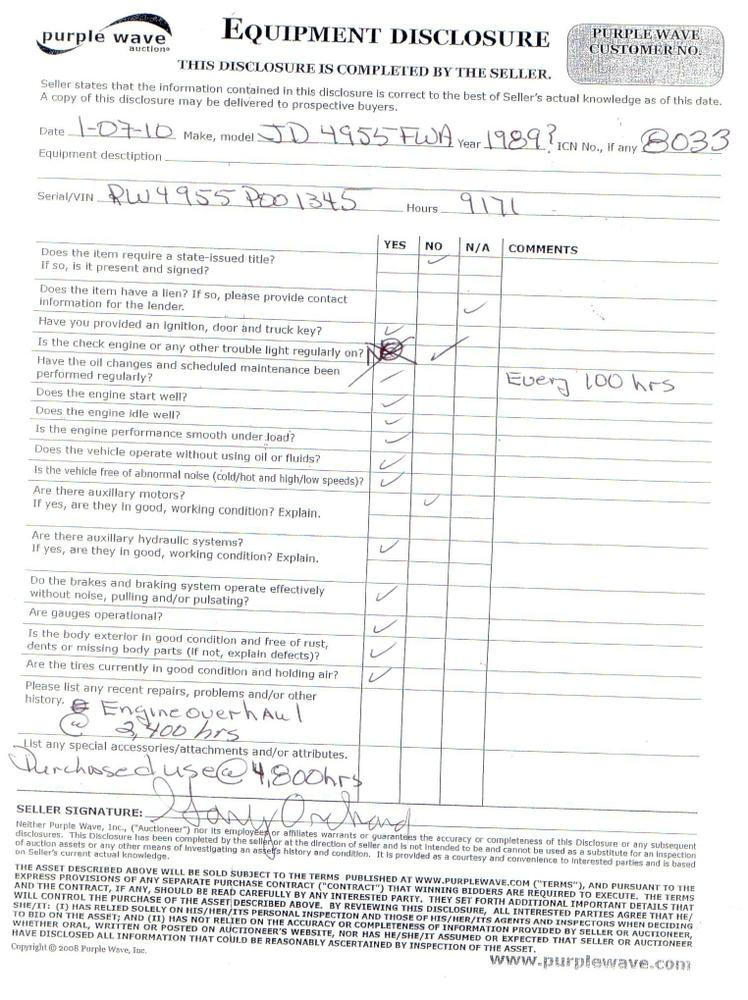 image for item 8033 1989 John Deere 4955 MFWA tractor