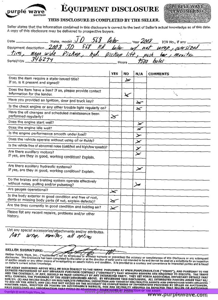 image for item 8601 2008 John Deere 568 round baler