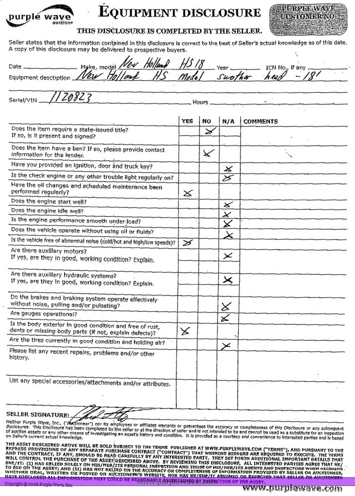 image for item 8603 New Holland Haybine HS series 18' swather header