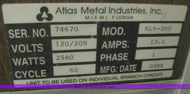 image for item 6857 Atlas Metal Industries self serve steam table