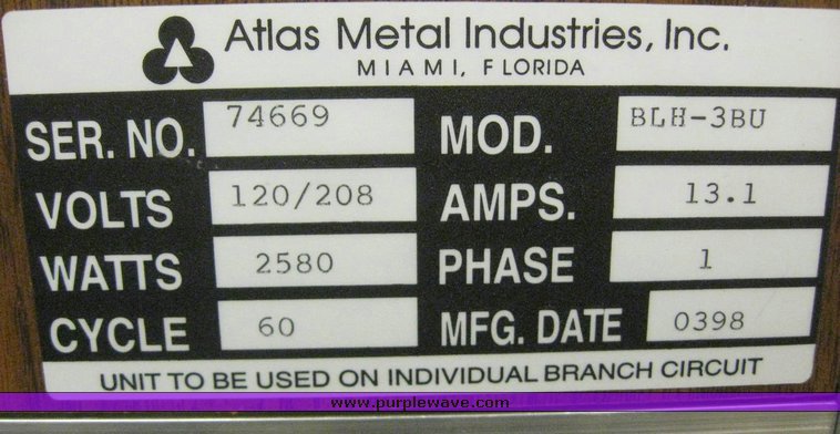image for item 6858 Atlas Metal Industries steam table