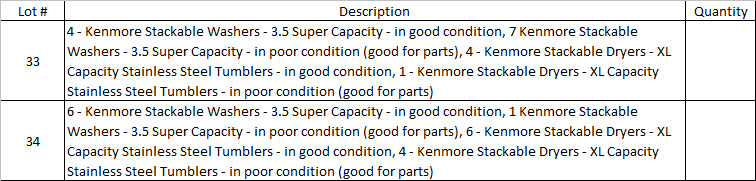 image for item 1003 Kenmore Stackable washers and dryers
