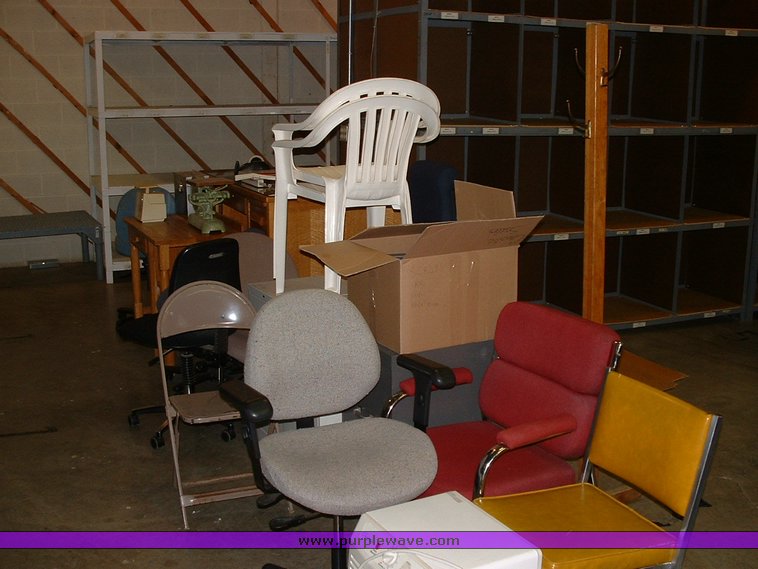 image for item 1005 Assorted ladders, plumbing gate valves and steam radiator valves, electrical boxes, shopping carts, assorted office items, and washer and dryers