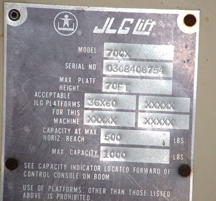 image for item 1006 1984 JLG 70GX boom lift