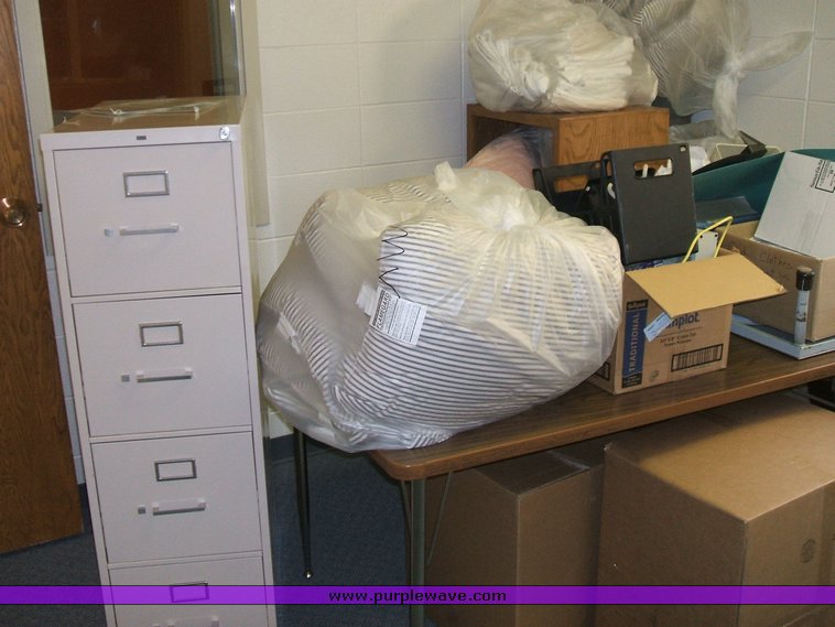 image for item 1010 Large assortment of office supplies and furniture