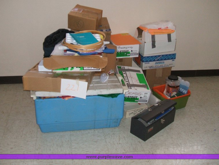 image for item 1012 Large assortment of furniture, office supplies, appliances, electronics, and household items