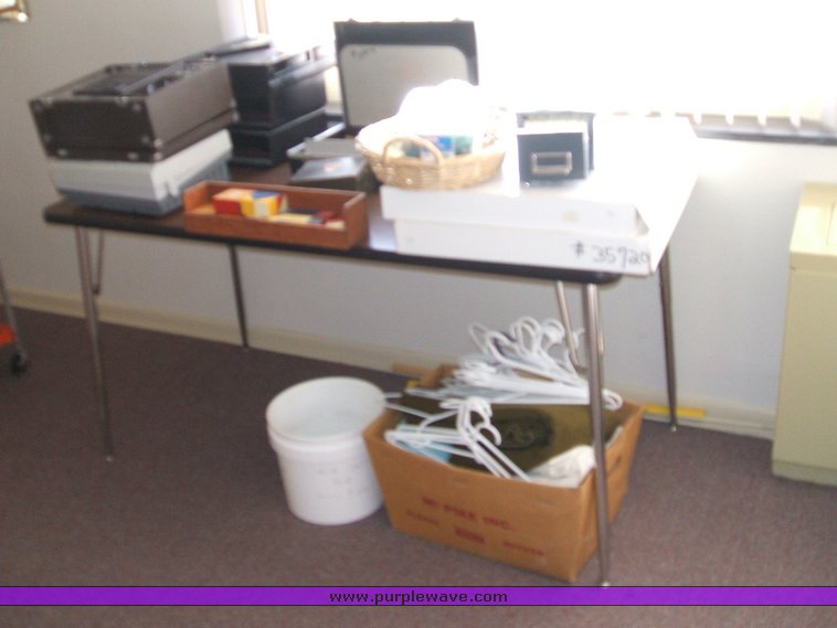 image for item 1012 Large assortment of furniture, office supplies, appliances, electronics, and household items