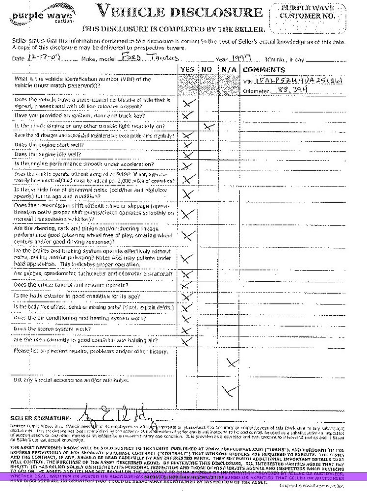 image for item 1008 1997 Ford Taurus GL