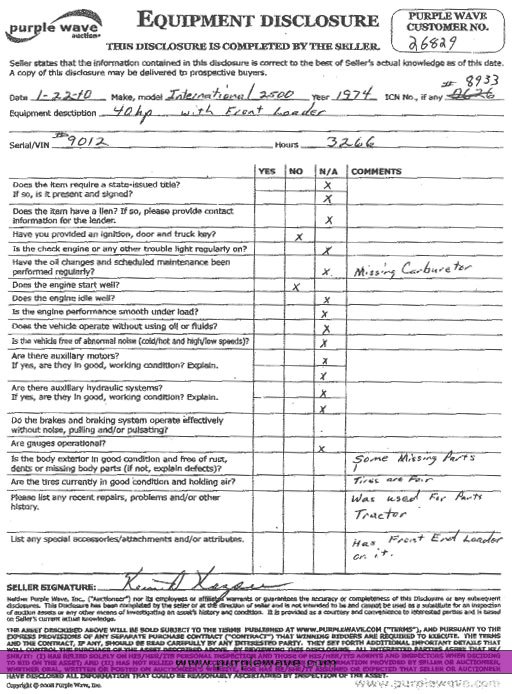 image for item 8933 1974 International 2500 tractor with loader