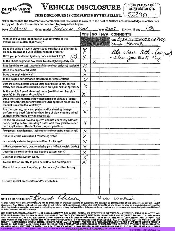 image for item 6011 2007 Saturn Ion