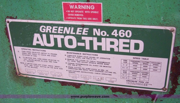 image for item 5082 GreenLee 460 Auto Thread pipe threading machine