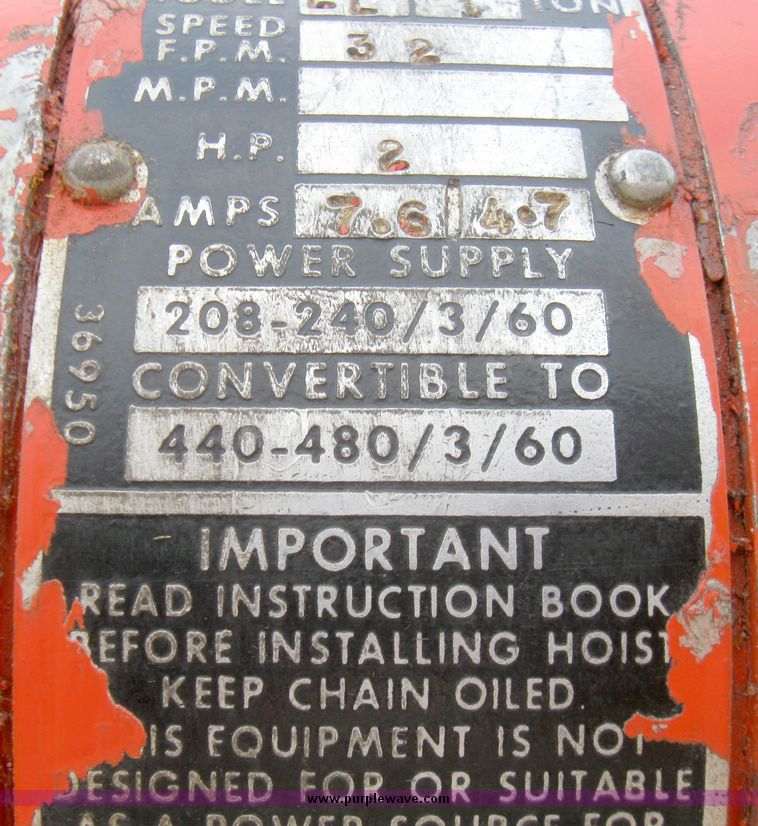 image for item 5426 Spanco two ton Gentry crane with electric hoist